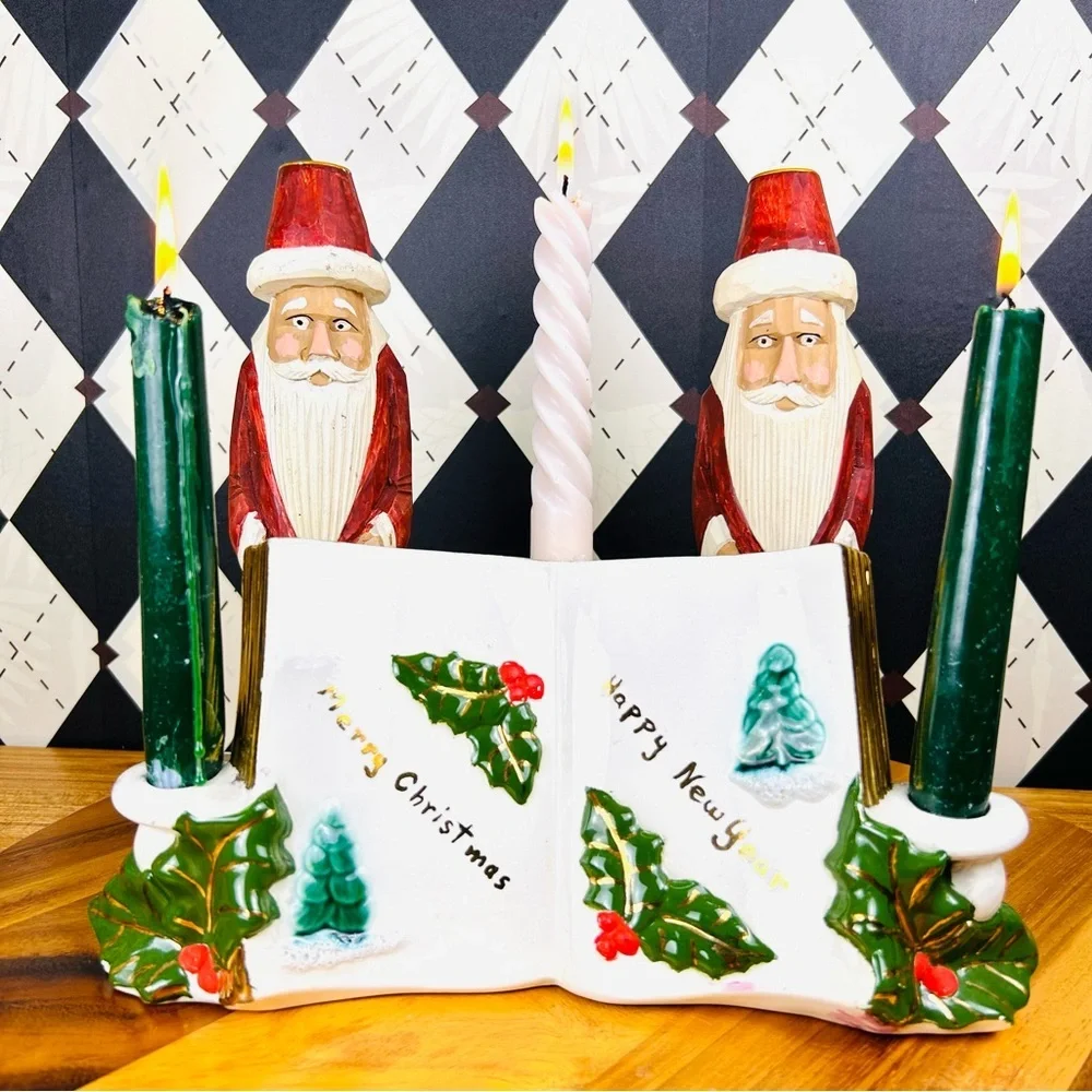 Elegant Christmas CandleHolder or Vase – Open Book Vintage| Ceramic‎